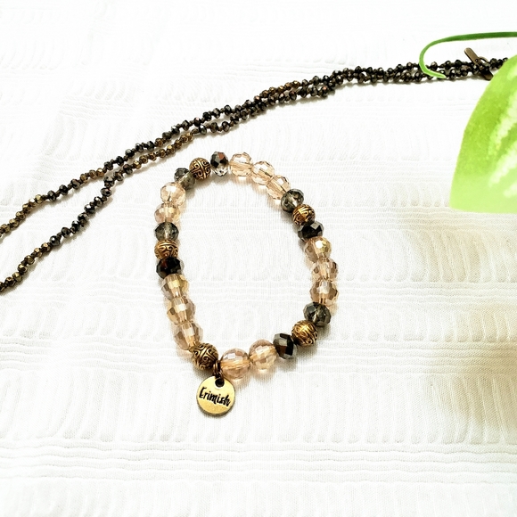 SOLD Erimish Clear, Gold, & Black Bracelet - Picture 1 of 4